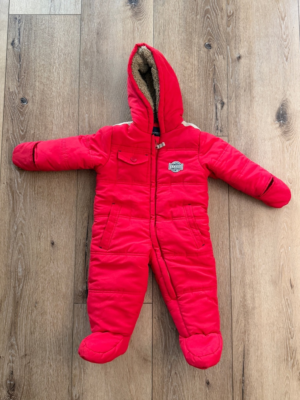 London Fog Red Winter Snowsuit / Bunting with Sherpa Hood - Size 18 Months